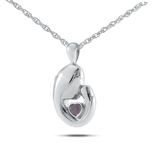 February w/ Amethyst Stainless Steel Keepsake